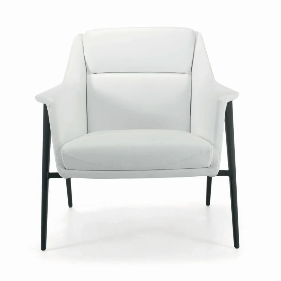 Armchair with Black Steel Structure and Eco-Leather Seat Made in Italy - Modena Viadurini