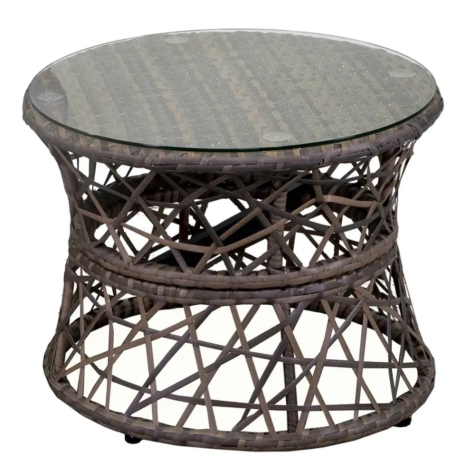 Armchair with Aluminium Frame Covered with Polyrattan and Coffee Table - Puntina Viadurini