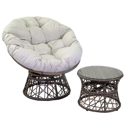 Armchair with Aluminium Frame Covered with Polyrattan and Coffee Table - Puntina Viadurini