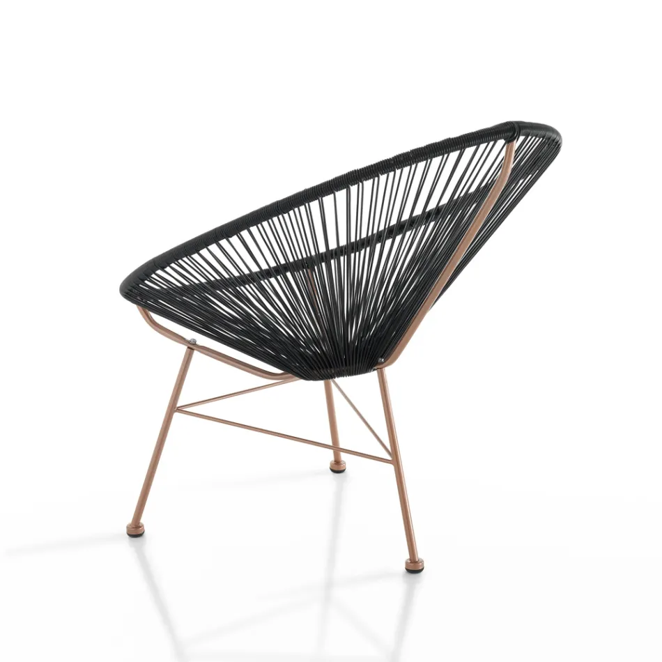 Outdoor and Indoor Armchair in Metal and Polyrattan - Erbium Viadurini