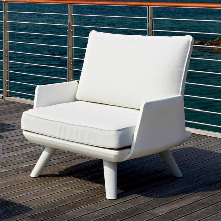 Upholstered Outdoor Armchair of White and Modern Design - Samurai by Myyour Viadurini