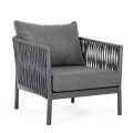 Outdoor Armchair in Aluminium, Rope and Anthracite Fabric, Homemotion - Shama