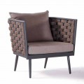 Outdoor Armchair in Aluminium and Rope with Fabric Cushions - Rasti