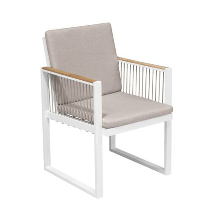 Outdoor Armchair in Aluminium Painted with Nautical Rope and Teak - Chase Viadurini