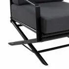 Outdoor Armchair in Natural Wood or Glossy or Matt Black and Cushion - Suzana Viadurini