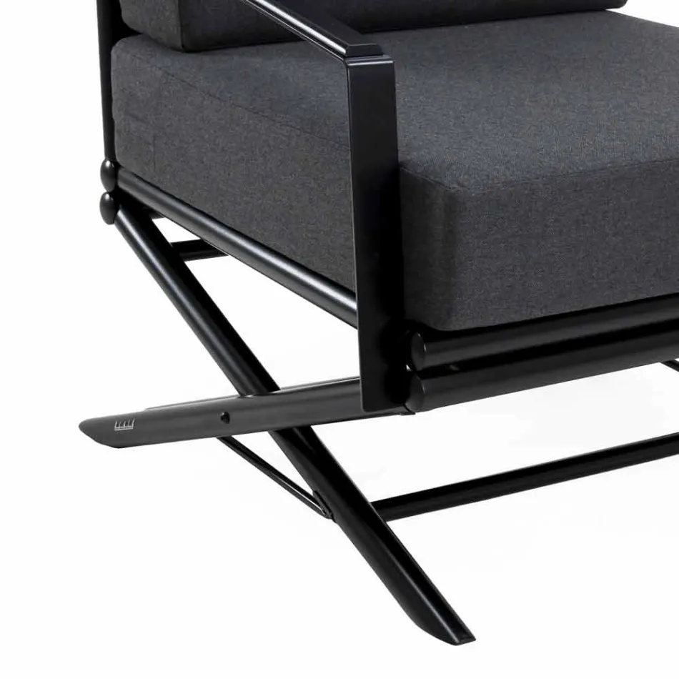 Outdoor Armchair in Natural Wood or Glossy or Matt Black and Cushion - Suzana Viadurini