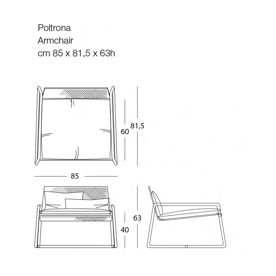 Outdoor Metal Armchair with Luxury Cushion Made in Italy - Karol Viadurini