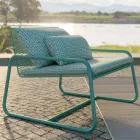 Outdoor Metal Armchair with Luxury Cushion Made in Italy - Karol Viadurini
