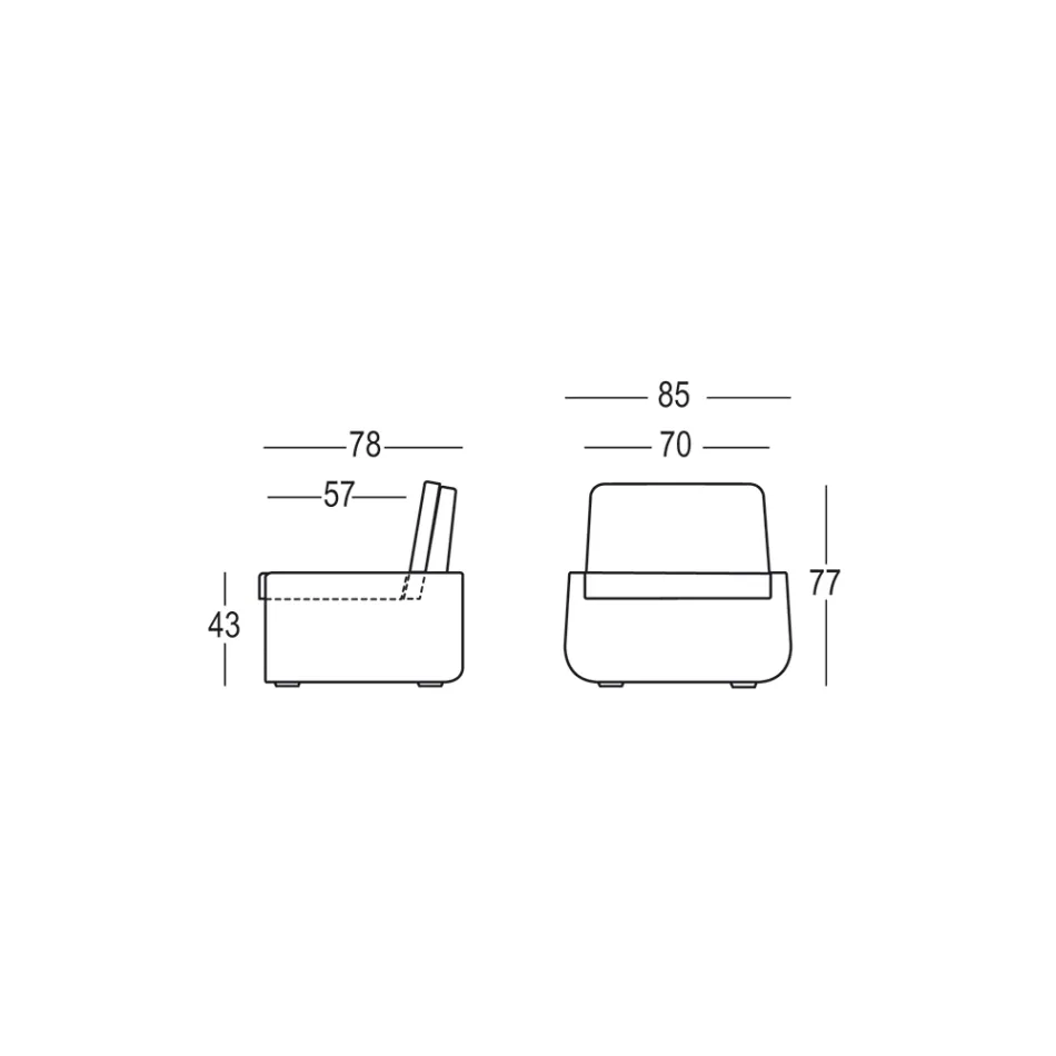 Outdoor Armchair in Polyethylene with Fabric Cushion Made in Italy - Belida Viadurini