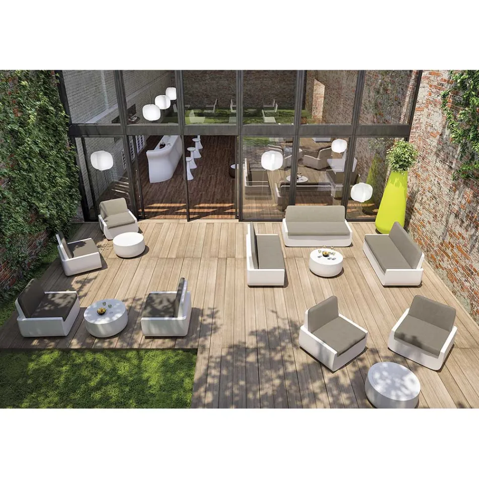 Outdoor Armchair in Polyethylene with Fabric Cushion Made in Italy - Belida Viadurini