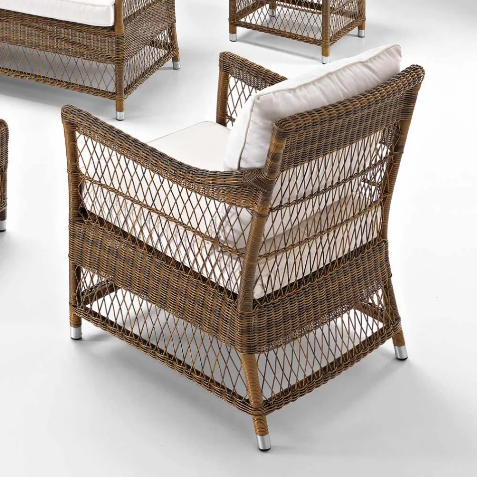 Outdoor Armchair in Hand Woven Polyrattan - Gigi Viadurini