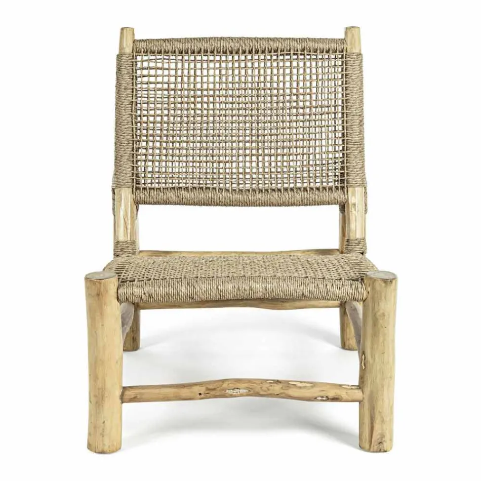 Outdoor Armchair in Teak Branches and Synthetic Fibre, 2 Pieces - Tecno Viadurini