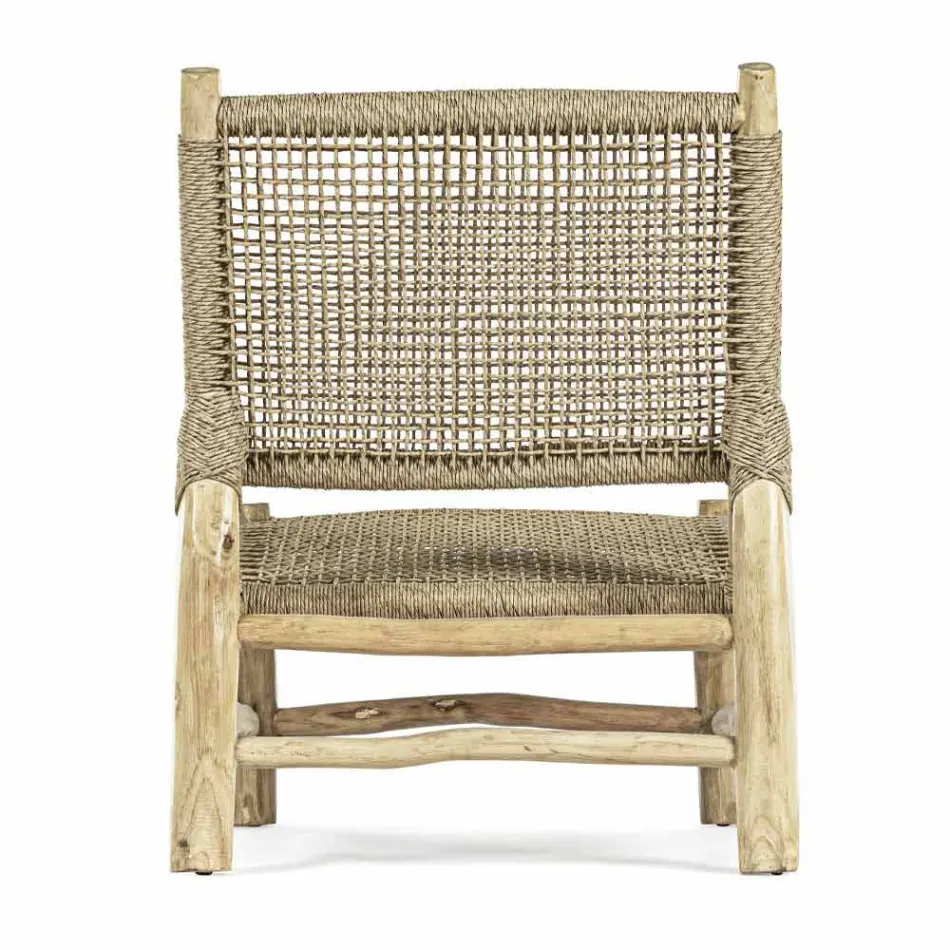 Outdoor Armchair in Teak Branches and Synthetic Fibre, 2 Pieces - Tecno Viadurini