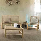 Outdoor Armchair in Teak Branches and Synthetic Fibre, 2 Pieces - Tecno Viadurini