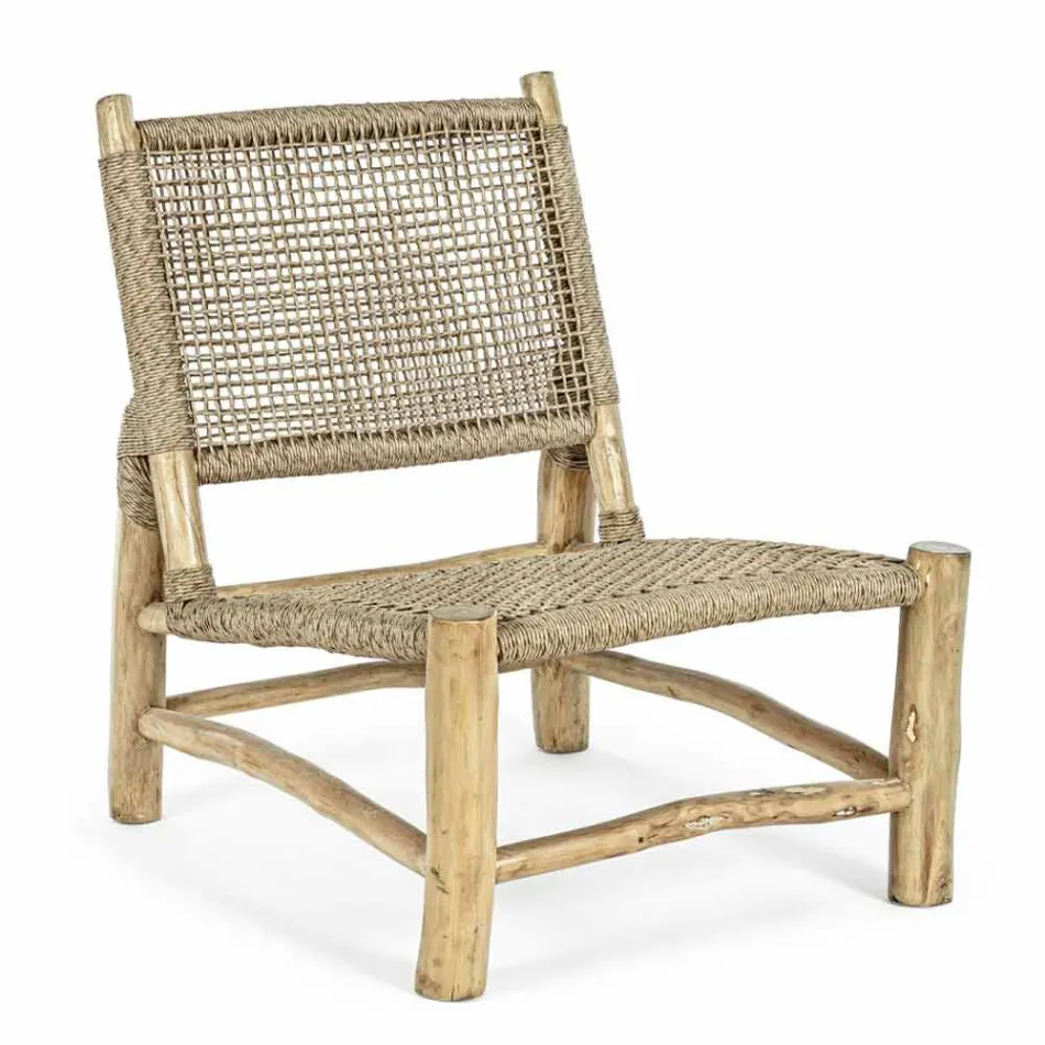 Outdoor Armchair in Teak Branches and Synthetic Fibre, 2 Pieces - Tecno Viadurini