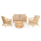 Outdoor Armchair in Natural Rattan Complete with Cushions - Bellaria Viadurini