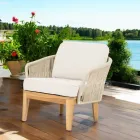 Outdoor Armchair in Teak and Polyethylene Weaving - Jhon Viadurini