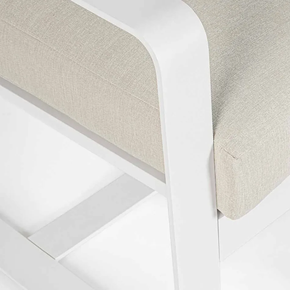 Outdoor Armchair in Fabric and White Painted Aluminium, 2 Pieces - Marianna Viadurini