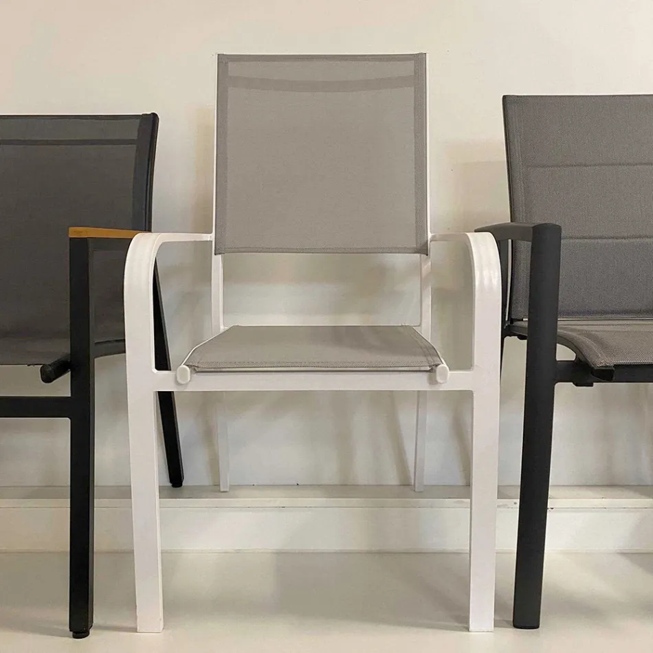 Outdoor Armchair Made of Aluminium and Textilene - Solar Viadurini