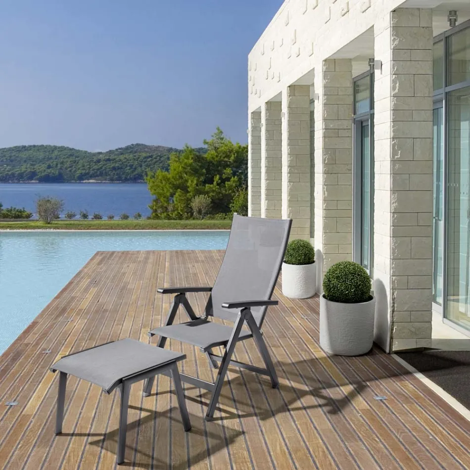 Reclining Outdoor Armchair with Aluminium Structure, Homemotion - Ursula Viadurini