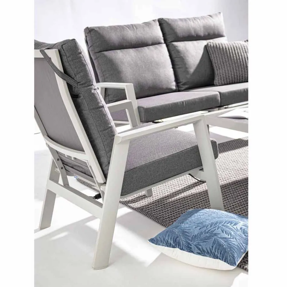 Reclining Outdoor Armchair in Fabric and Aluminium, 2 Pieces - Nathy Viadurini