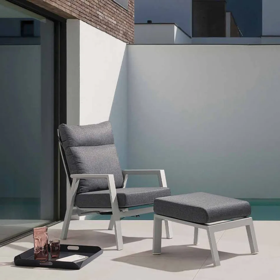 Reclining Outdoor Armchair in Fabric and Aluminium, 2 Pieces - Nathy Viadurini