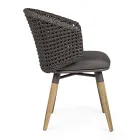 Garden Armchair with Teak Legs and Fabric Seat, Homemotion - Chantall Viadurini