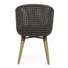 Garden Armchair with Teak Legs and Fabric Seat, Homemotion - Chantall Viadurini