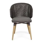 Garden Armchair with Teak Legs and Fabric Seat, Homemotion - Chantall Viadurini