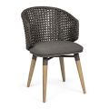 Garden Armchair with Teak Legs and Fabric Seat, Homemotion - Chantall