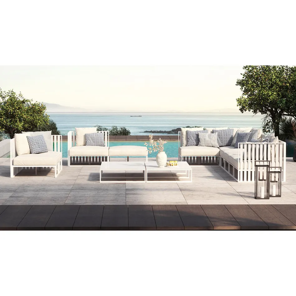 Garden Armchair with Fabric Seat and Aluminium Structure Made in Italy - Juliediv Viadurini