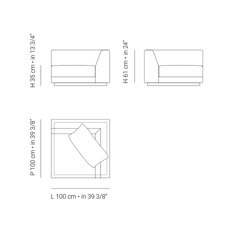 Garden Armchair with Left Corner Structure Made in Italy - Rubik Viadurini