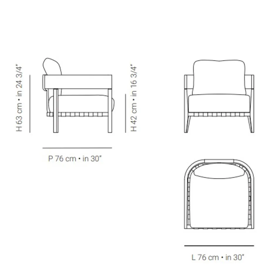 Garden Chair with Teak Wood Frame Made in Italy - Briga Viadurini