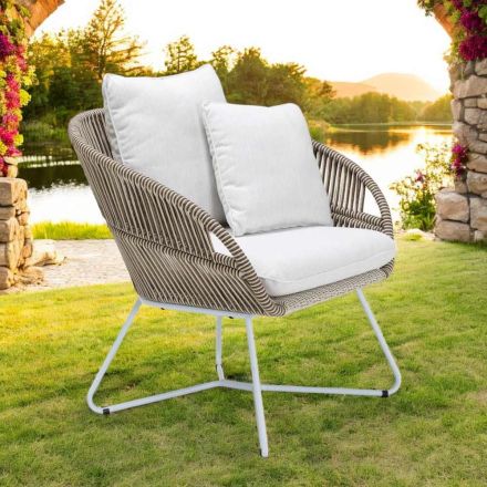 Garden Armchair in Aluminium and Rope Weaving - Alcor Viadurini