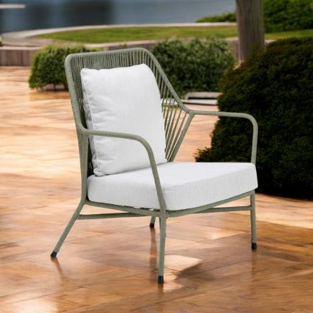 Garden Armchair in Aluminium and Rope Weaving - Asteria Viadurini