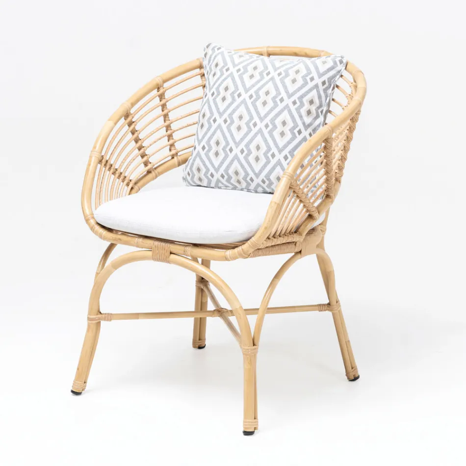 Garden Armchair in Aluminium and Polyrattan Weaving and Cushion - Ellide Viadurini