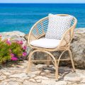 Garden Armchair in Aluminium and Polyrattan Weaving and Cushion - Ellide
