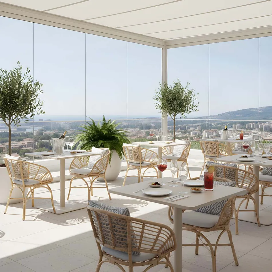 Garden Armchair in Aluminium and Polyrattan Weaving and Cushion - Ellide Viadurini
