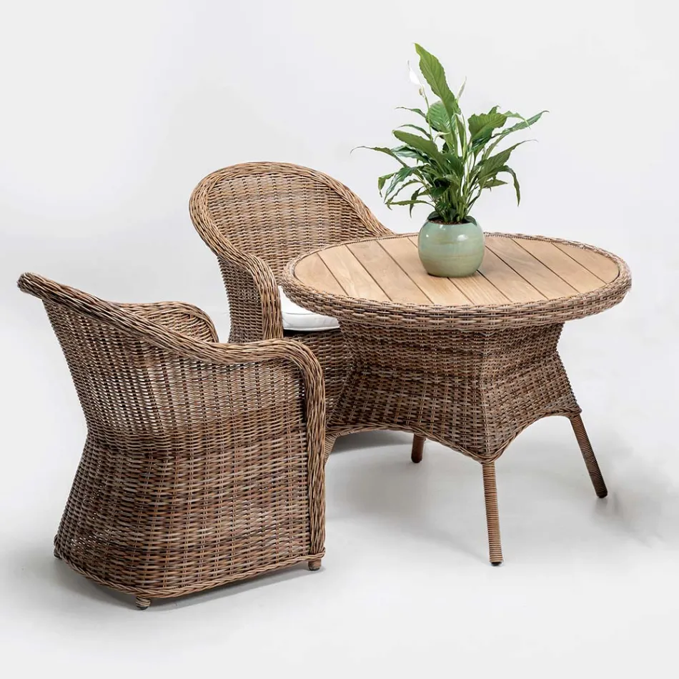 Garden Chair in Aluminium and Polyrattan Weave - Melina Viadurini