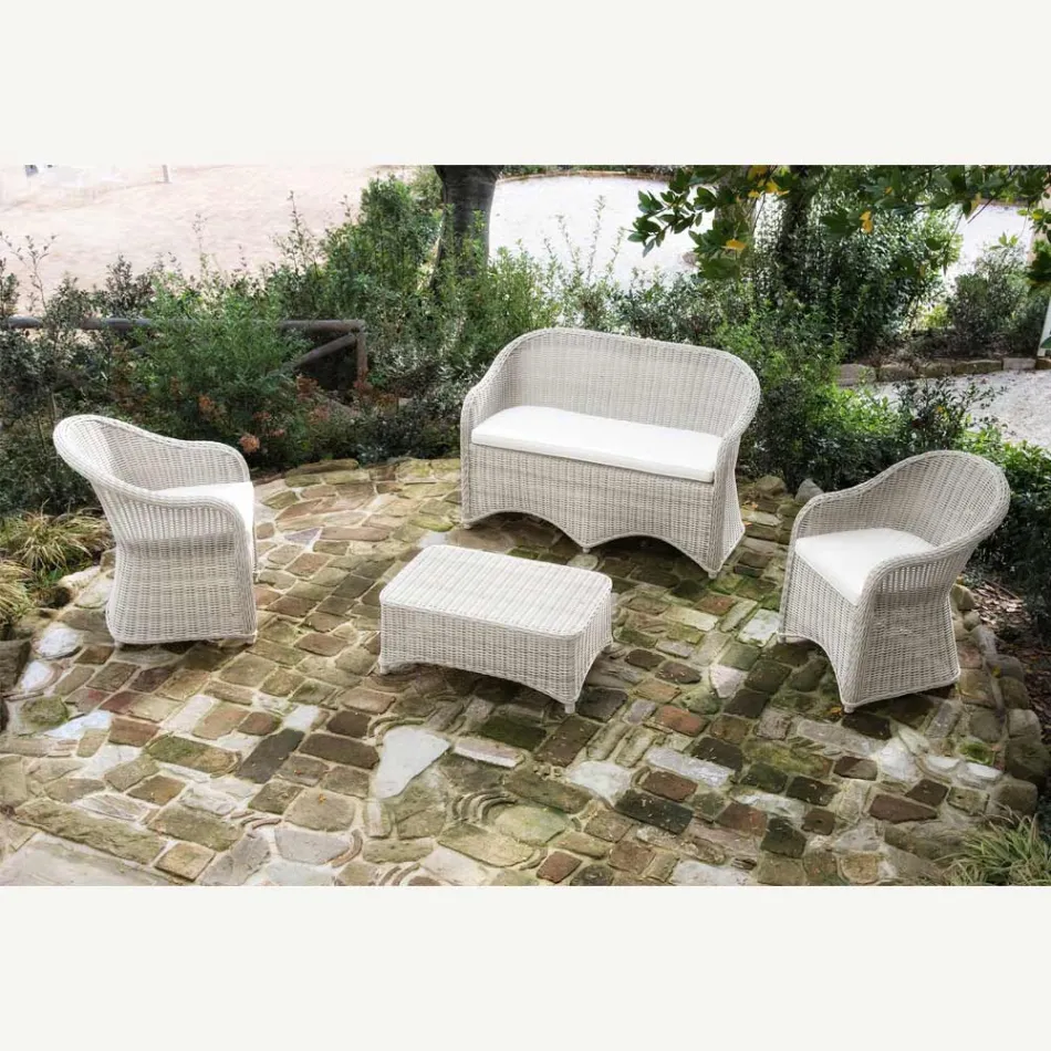 Garden Chair in Aluminium and Polyrattan Weave - Melina Viadurini