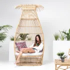 Garden Armchair in Polyrattan Weave with Off-White Cushion - Anteia Viadurini