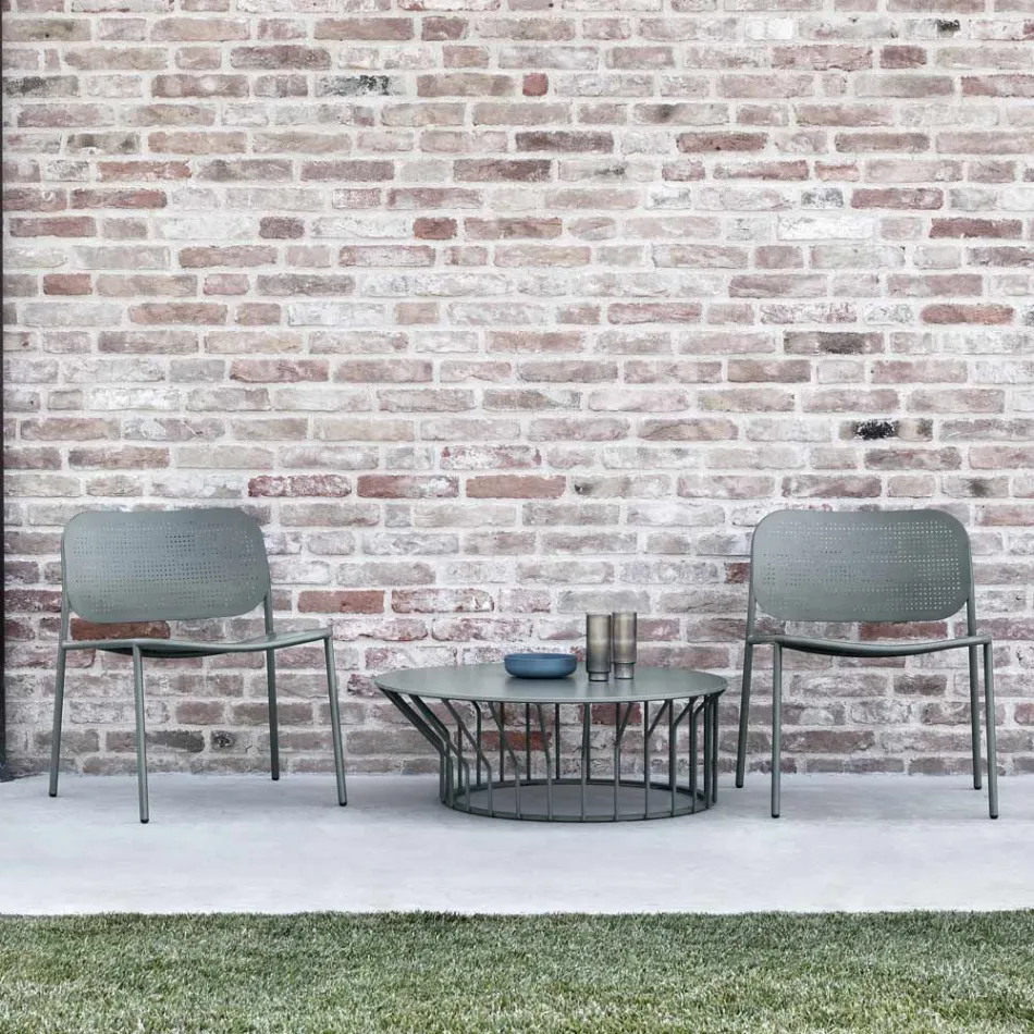 Garden Armchair in Painted Metal Made in Italy 2 Pieces - Synergy Viadurini