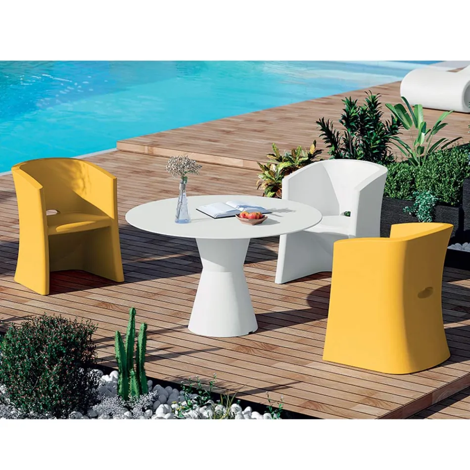 Garden Armchair in Polyethylene with Armrests Made in Italy - Perez Viadurini