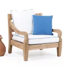 Garden Armchair in Brushed Natural Teak - Artes Viadurini