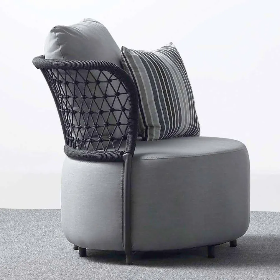 Garden Armchair Upholstered in Water-repellent Rubber with Mesh Backrest - Orosei Viadurini