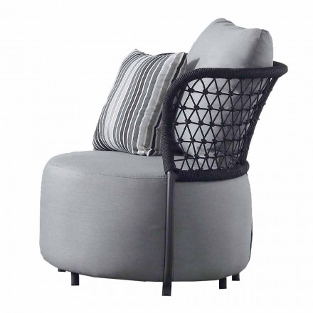Garden Armchair Upholstered in Water-repellent Rubber with Mesh Backrest - Orosei Viadurini