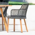 Modern Varaschin Emma garden armchair in solid iroko wood Viadurini