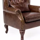 Indoor Armchair Made of Aged Effect Vintage Leather - Stamp Viadurini