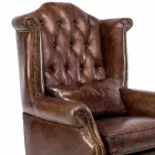 Indoor Armchair Made of Aged Effect Vintage Leather - Stamp Viadurini