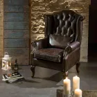 Indoor Armchair Made of Aged Effect Vintage Leather - Stamp Viadurini